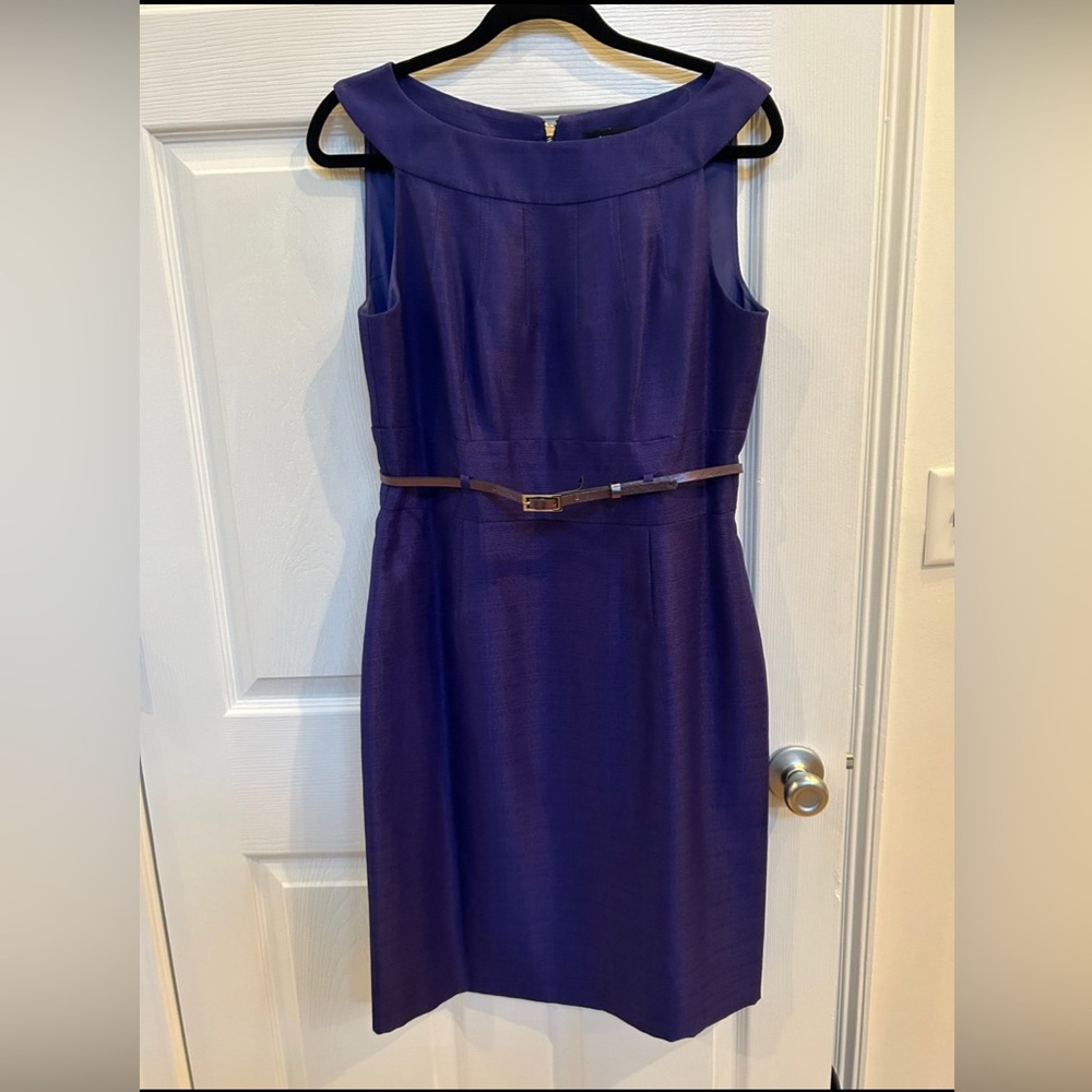 Tahari ASL sz 10 Purple Belted Sheath Dress